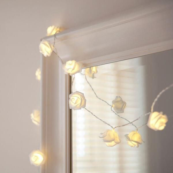 LED rose light string indoor and outdoor decoration decorative lights festival wedding fabric rose decorative string lights