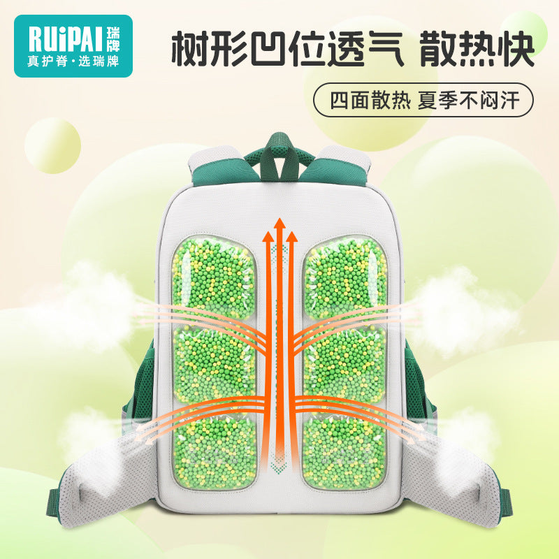 Rui brand primary school schoolbag for girls, grades 1, 2, 3 to 6, spine care to reduce the burden on children, large-capacity airbag schoolbag for men