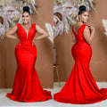 C6357 cross-border   fashion women's solid color v-neck sleeveless ruched maxi dress