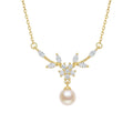 Popular popular elegant copper inlaid zirconium pearl necklace for women accessible luxuryniche stylesweetnew arrival non-fading clavicle chain jewelry