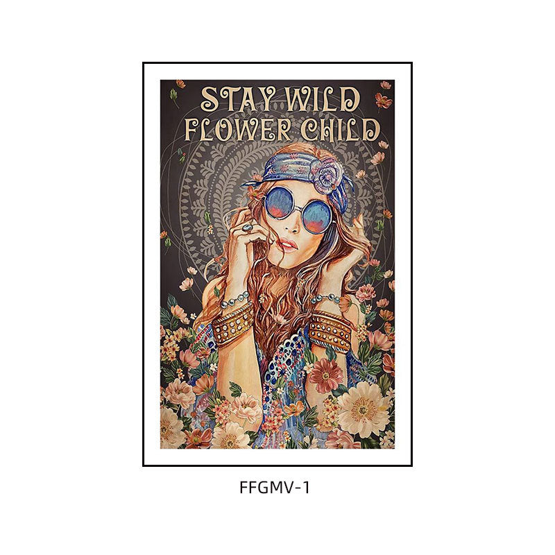 Bar decoration painting retro music dining bar restaurant KTV box hanging painting cafe clear bar abstract beautiful woman mural