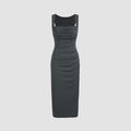 new european and american cross-border sexy knitted ribbed pleated bodycon maxi dress - vacation style