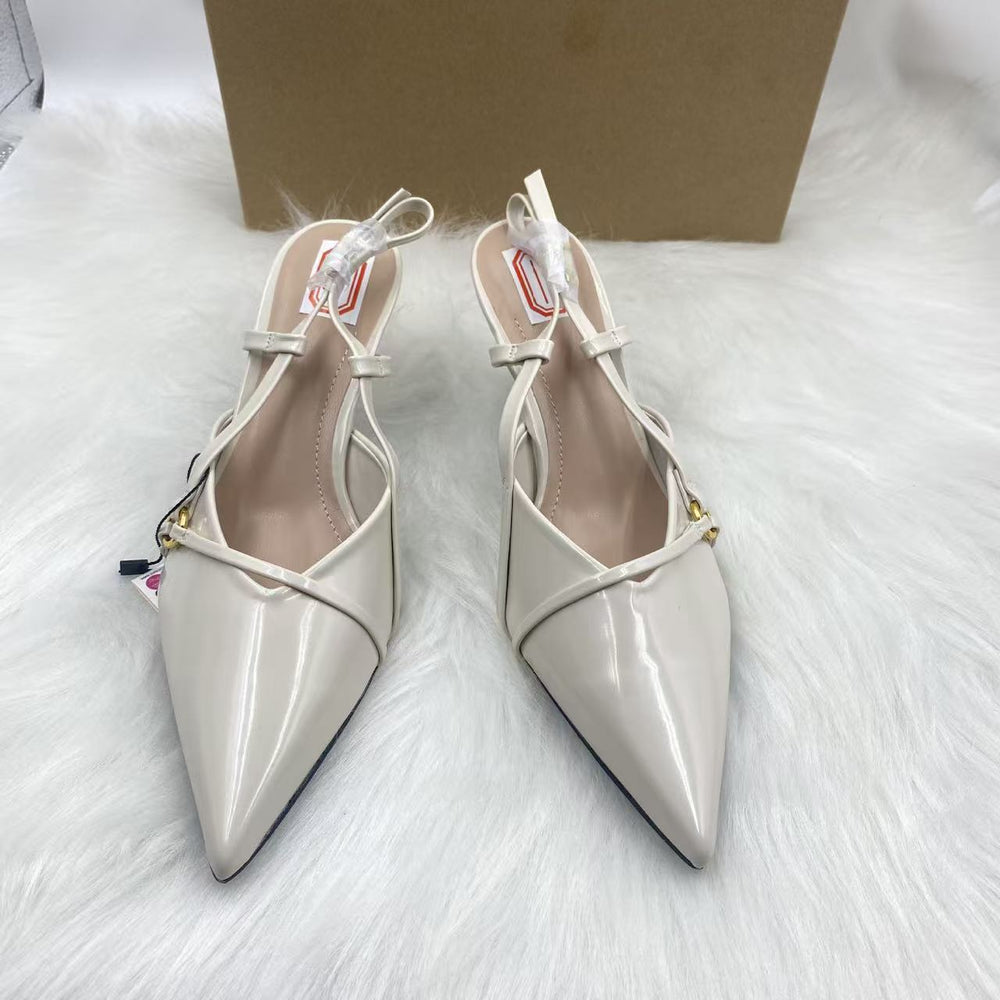 Za high heels for women spring summer 2025 new arrival baotou fashion sandals stiletto belt buckle pointed toe back hollow flats