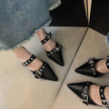 2025 summer pointed-toe stiletto heel fashion silver outdoor wear new closed-toe high-end buckle strap sandals for women