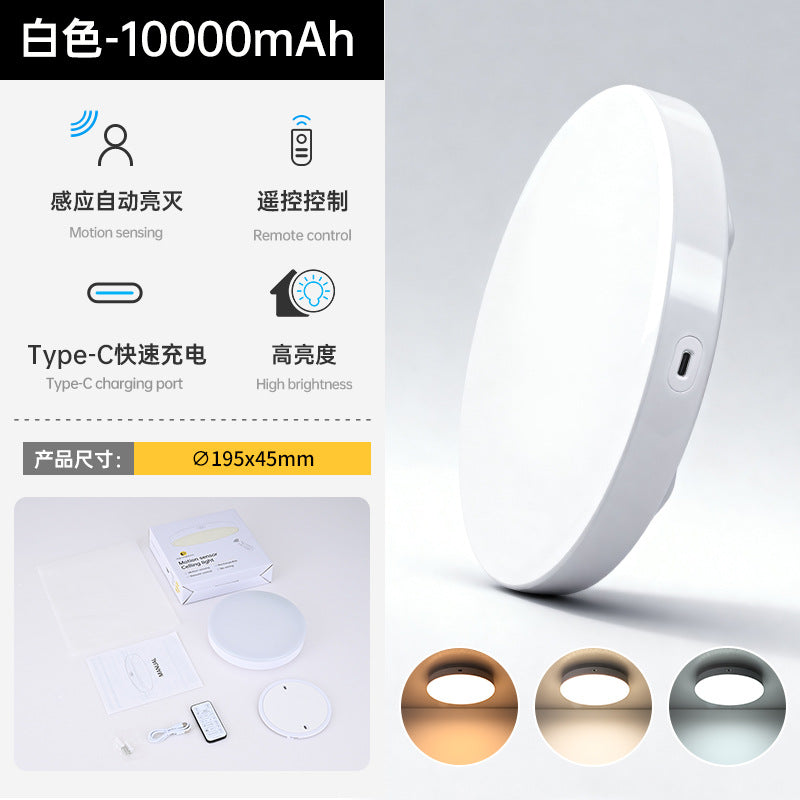 Rechargeable smart automatic radar motion sensor wireless remote control led ceiling light (no wiring required)