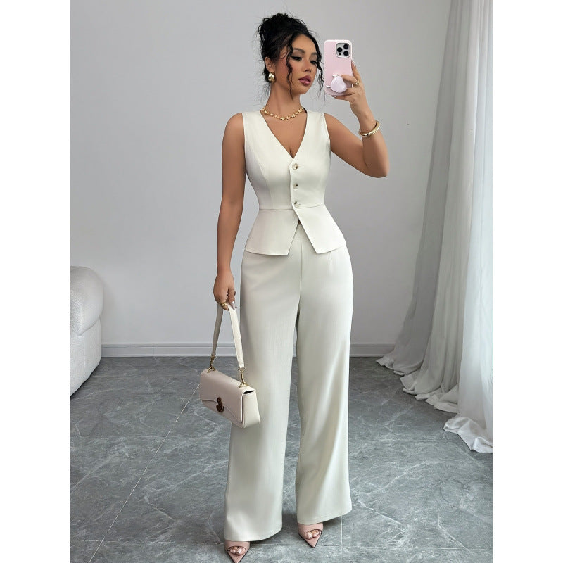 cross-border code new arrival  women's elegant commute sleeveless business suit set