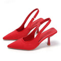 Fashionplus size high-heeled sandals with toe-cap and back strap new arrivalflats pointed toe flatsfashion stiletto high heels