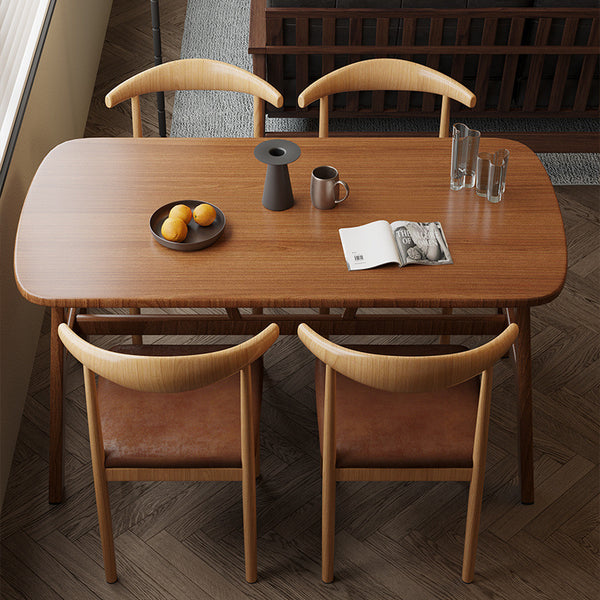 Wabi wind dining table household small apartment light luxury antique horn table rectangular dining table catering commercial table chair tea