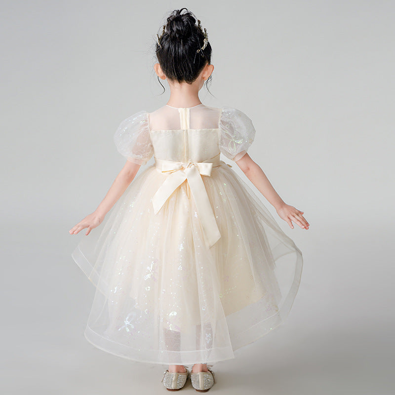 Girls' train dress, stylish children's princess dress, new baby catwalk piano performance clothes, in stock wholesale