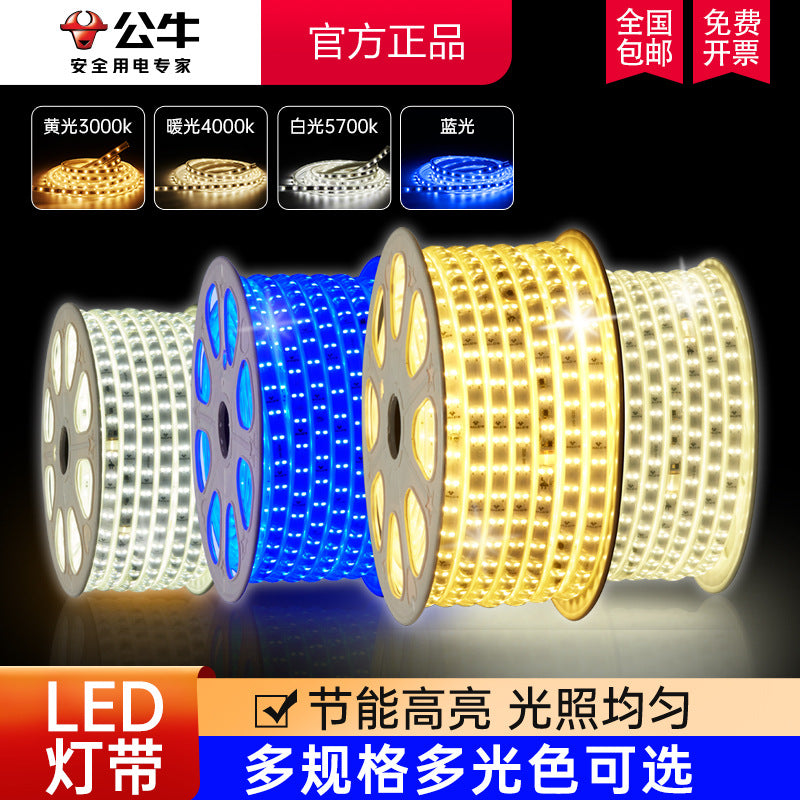 Bull led anti-stroboscopic light strip wholesale ceiling living room flexible double row waterproof silicone light strip slide strip