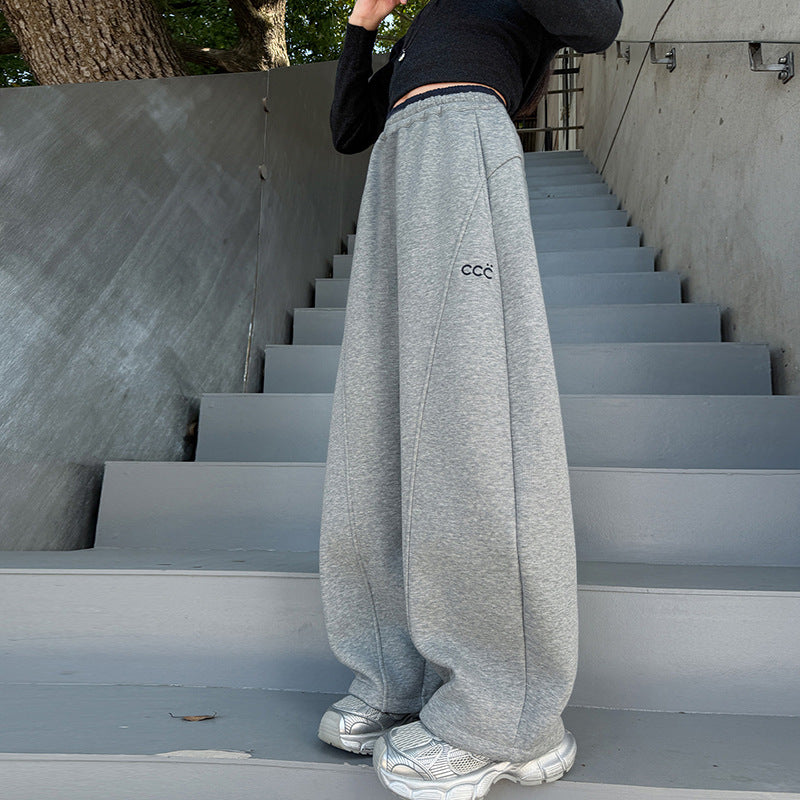 Girls' pants spring autumn sweatpants  new children's wide-leg pants spring style athletic casual pants mid-to-large children's straight-leg