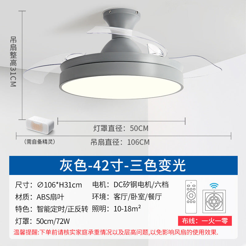 Zhongshan Lighting Fan Light 2025 New Home Living Room Invisible Ceiling Fan Light Nordic Restaurant Simple Fan Chandelier