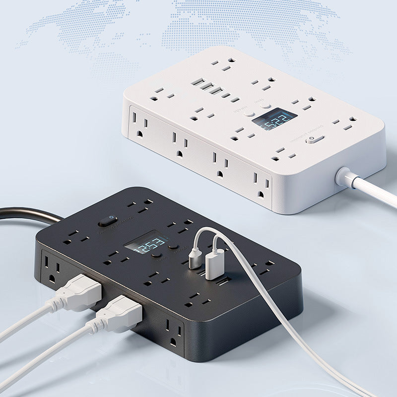 Amazon's new us standard usb multi-hole pd fast charging power strip with bilateral bypass socket strip extension power strip