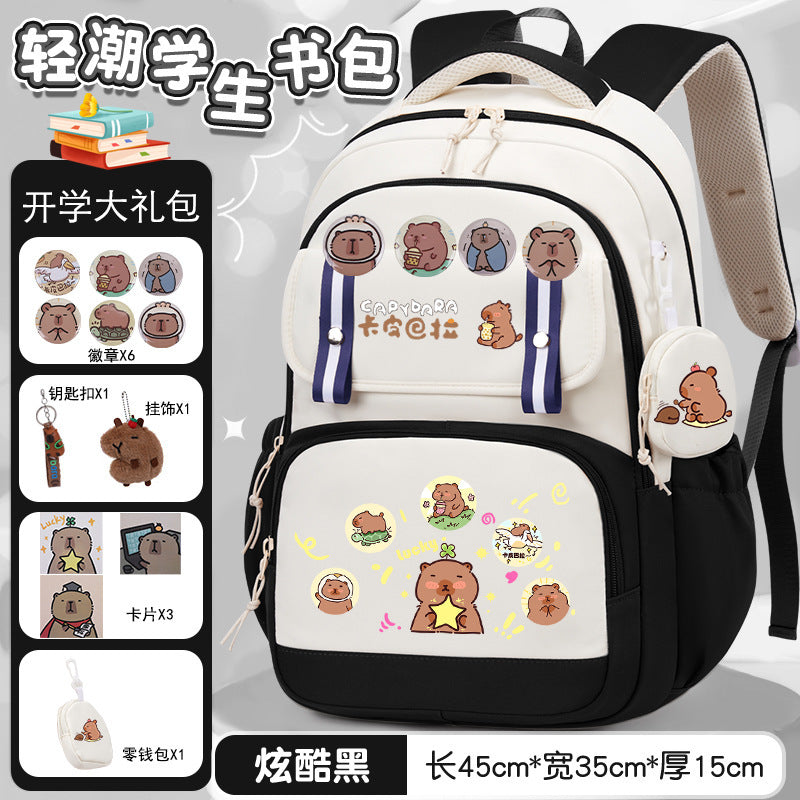 Kapibara schoolbag versatile large capacity lightweight 3-4-6 grade primary school students reduce the burden 2025 new backpack