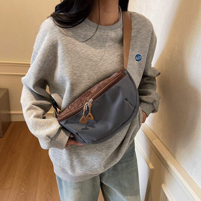 Fashion versatile contrasting color messenger bag women's new casual outdoor sports breast bag large capacity Korean version ins shoulder bag
