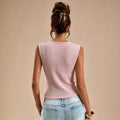 women's summer high-end v-neck twist sleeveless top - textured, slim-fit, and elegant t-shirt