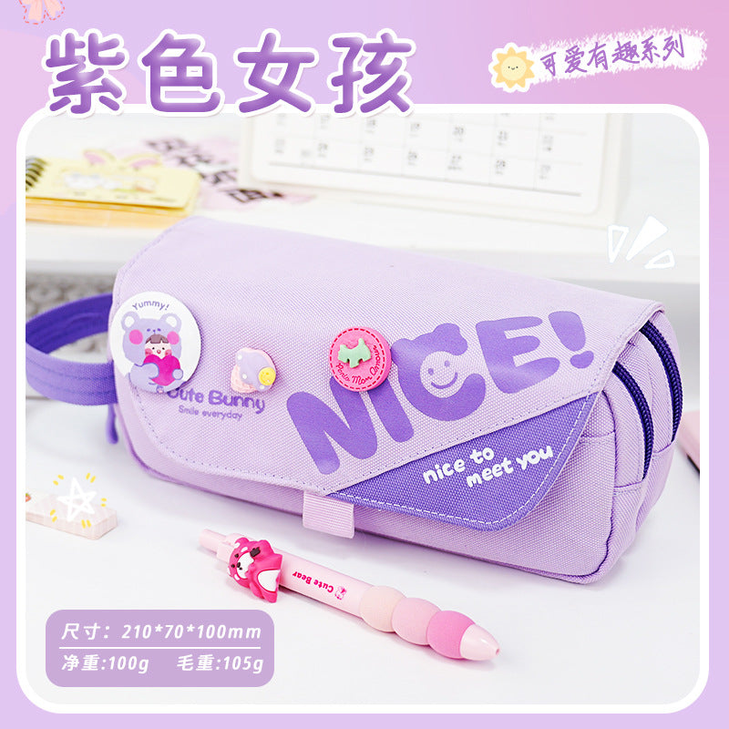 Girls heart pencil bag Girls primary school students stationery box High value multi-functional double-layer stationery bag 2025 new pencil bag