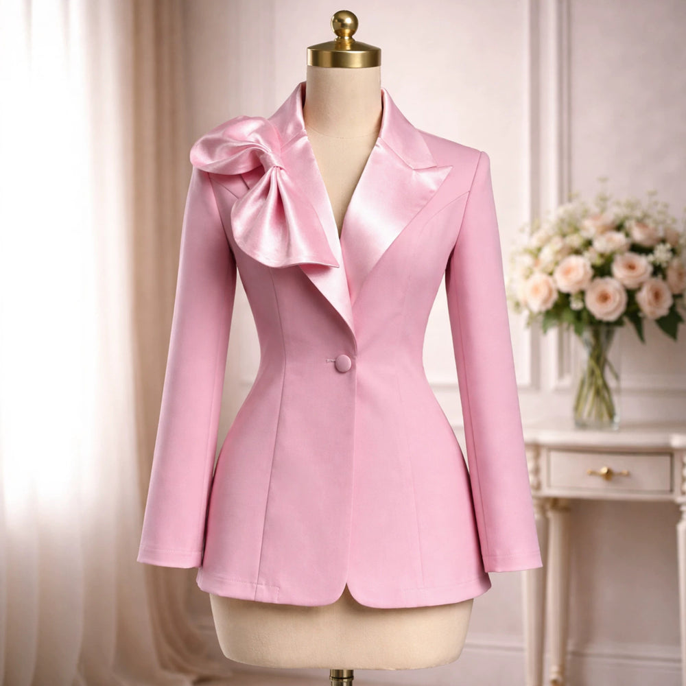 New arrivalstereobows suit outwear waist slimming lookelegantwork clothingsatin collar suit tops blazer