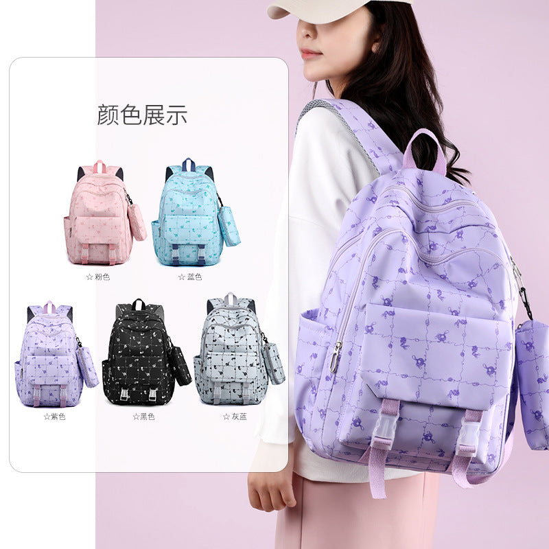 New large-capacity backpack ins trendy and simple junior high school college student schoolbag lightweight loli girl backpack