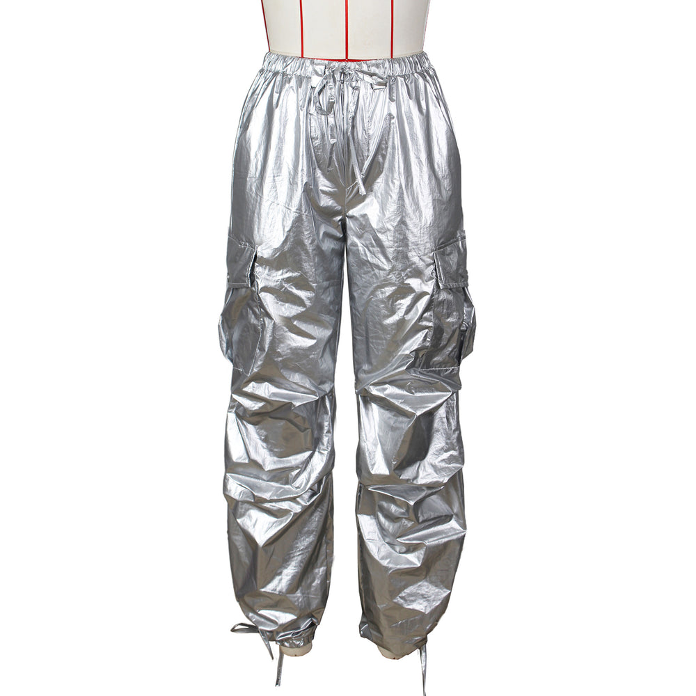 Amazon hot seller: european and american fashion women's casual pants - solid color, 3d pocket, pleated cargo pants