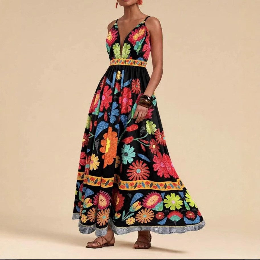 fashion amazon 2026 summer new arrival ethnic style fashionsexy silm printing suspender dress