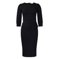 C8612 european and american plus size  new fashion solid color crew neck tie-waist ol bodycon african dress