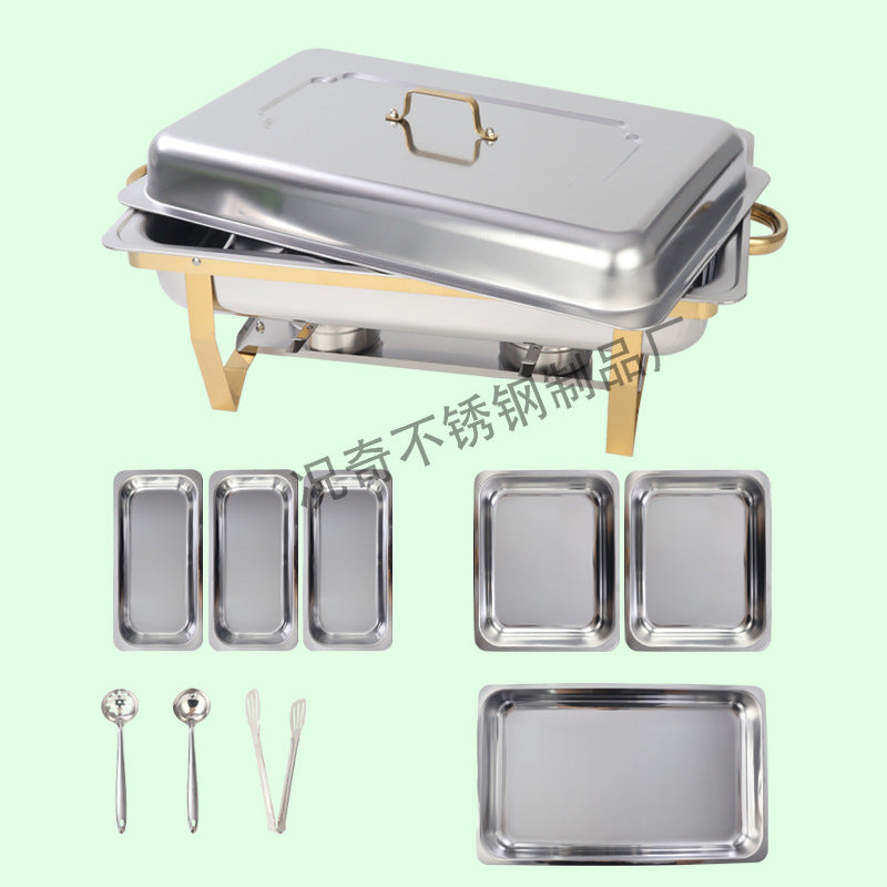 hot-selling stainless steel compartmented buffet stove commercial alcohol heated insulated food container restaurant hotel