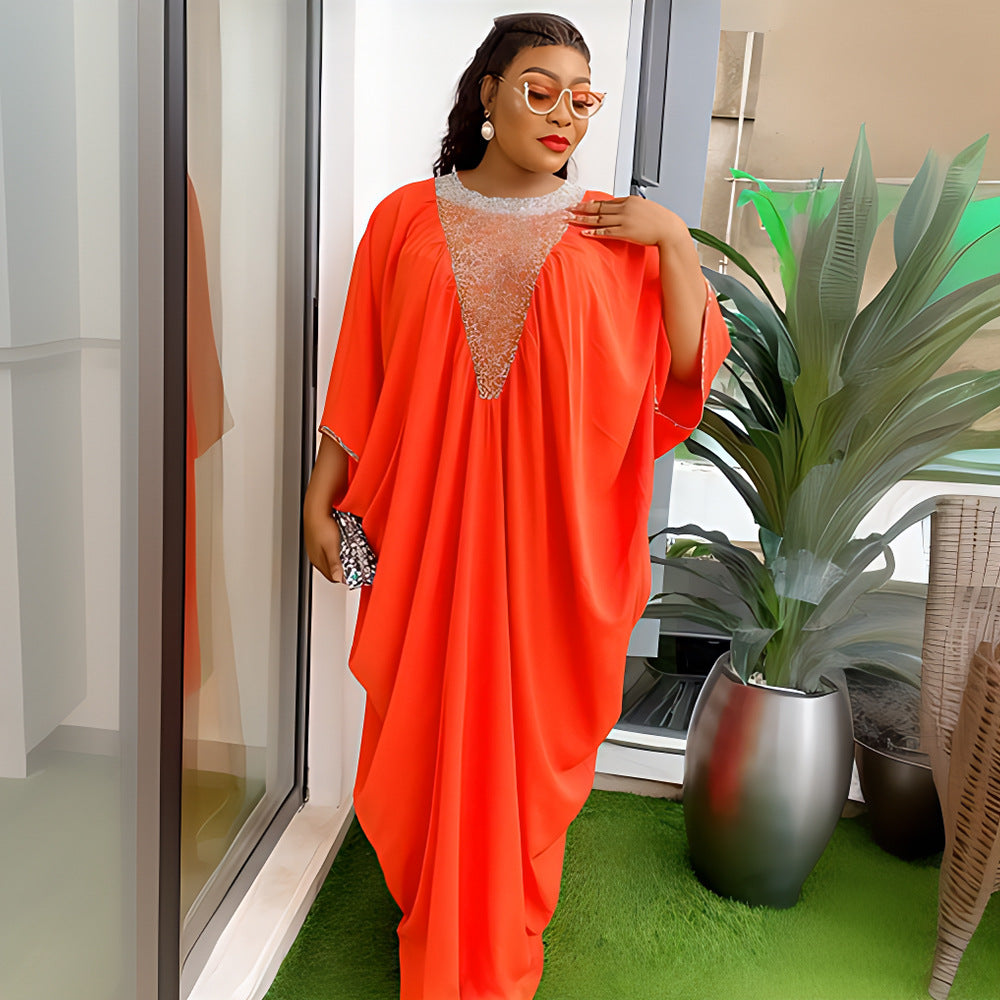 African export hot diamond plus size women's export hot diamond fake v neck skirt  fat dress