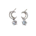 2026 new arrival: trendy silver star pendant moon earrings - women's unique, fashionable, exquisite, and versatile earrings wholesale