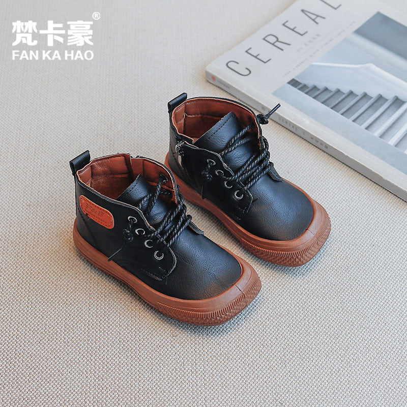 First come, first served! get a pair of kids' casual shoes for just ¥9. new autumn/winter collection: boys' double-layered cotton short boots, student square-toe, fleece-lined shoes