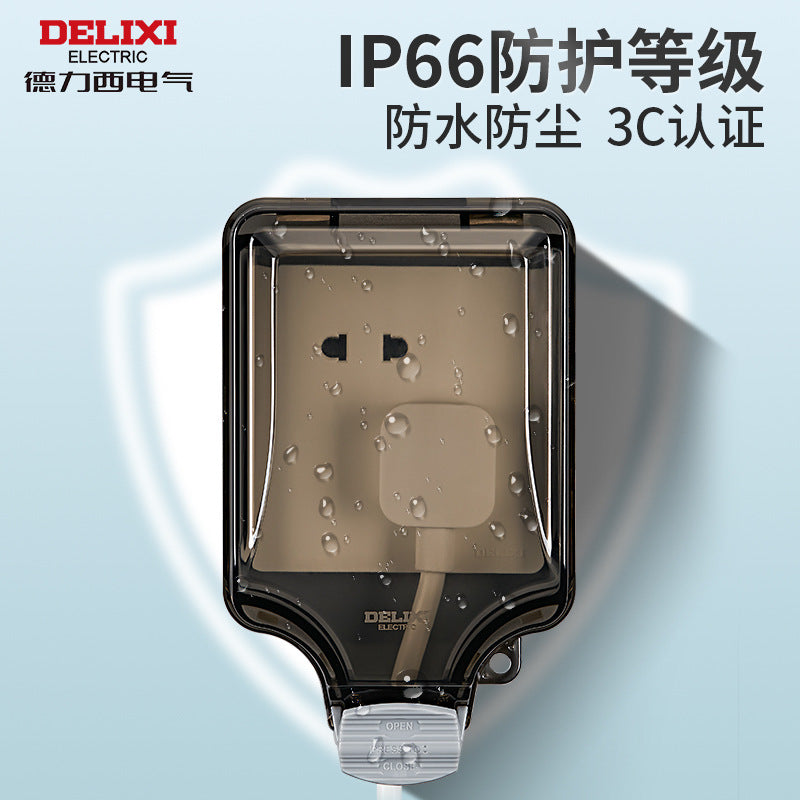 Delixi waterproof box outdoor splash-proof box type 86 surface-mounted outdoor socket protective cover bathroom deepening IP66 grade
