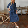 fashionexportplus size women's clothing new arrivaltrendy street fashion pure color denim longdress