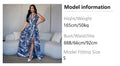 new women's printed maxi dress - fashionable, sexy, high-slit, flowy bohemian style with belt