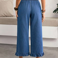new arrivals: plus size women's elastic waist drawstring ruffle straight-leg jeans for , , and european & american markets