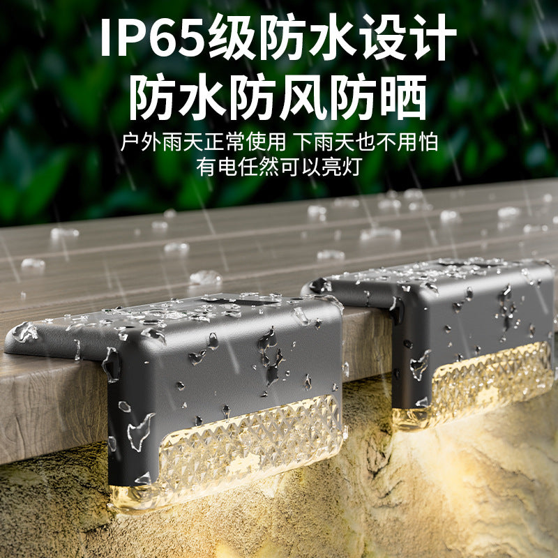 Solar powered outdoor lights - perfect for patio, garden, fence, and railing decoration. waterproof design for home use, ideal for stairs, steps, and walkways