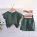 Kids' short-sleeve set: boys' summer cotton linen breathable cross-border southeast asian children's clothing wholesale korean style casual - in stock