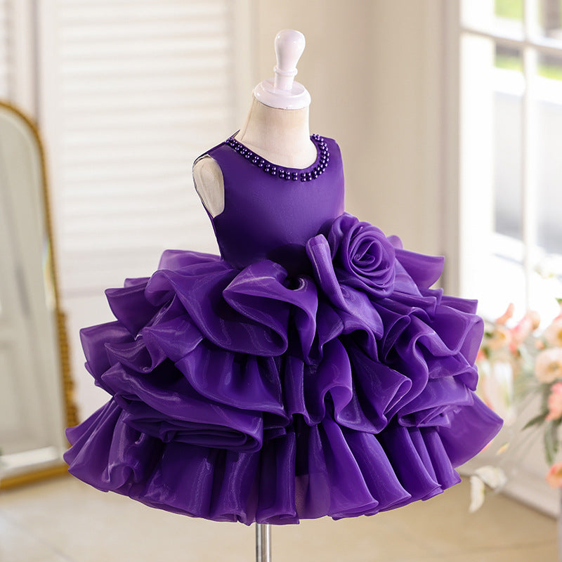 hot-selling baby girl princess dress, fluffy cake dress, skirt, children's day costume, birthday, one-year-old, in stock
