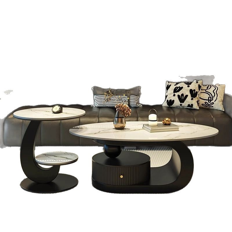Accessible luxury italian slate coffee table cream style tea table tea table for home living room popular popular simple rental house coffee table