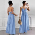 summer new arrival:  cross-border halter neck backless maxi dress - cinched waist, slimming, perfect for beach vacations