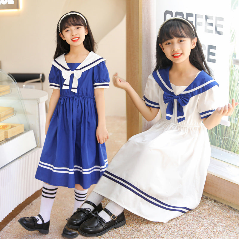 new arrival: stylish and chic preppy princess dress for girls - sailor collar summer dress for toddlers and big kids
