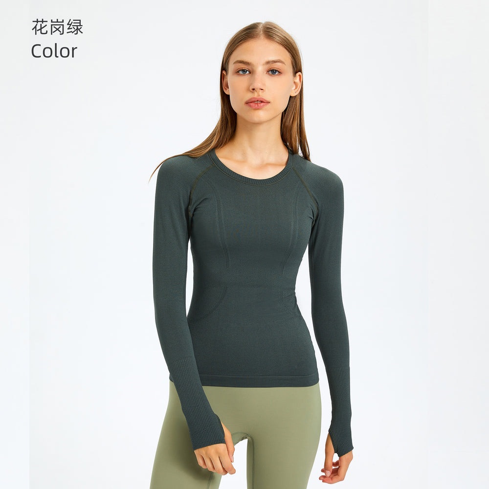 D19083: diqian apparel new seamless yoga top - women's long sleeve activewear for running, comfort, breathability, and fitness
