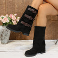 Thick sole hidden heel pants boots women  new arrivalautum knight long boots thick heel buckle western pile boots