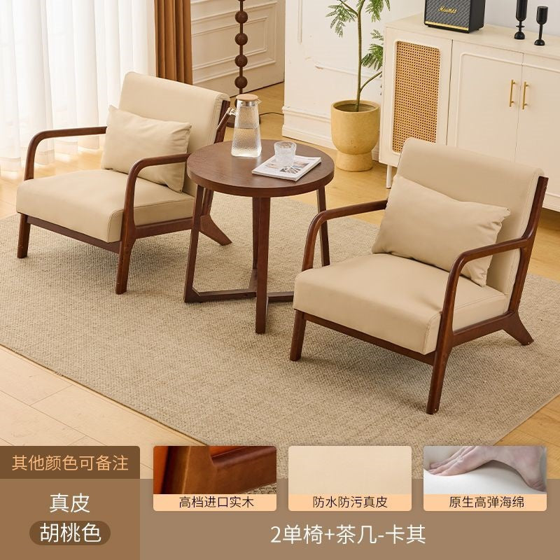 Balcony tea table and chair combination small apartment one table and two chairs household solid wood simple three-piece set reading and drinking tea cp