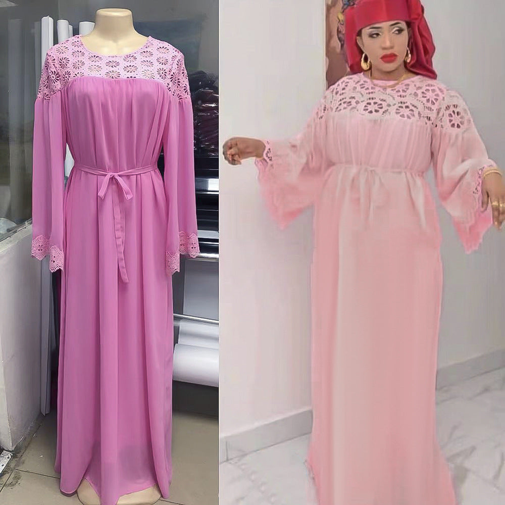 Ebey   fashionexport african plus size women's round neck socialite cut outsummerdress
