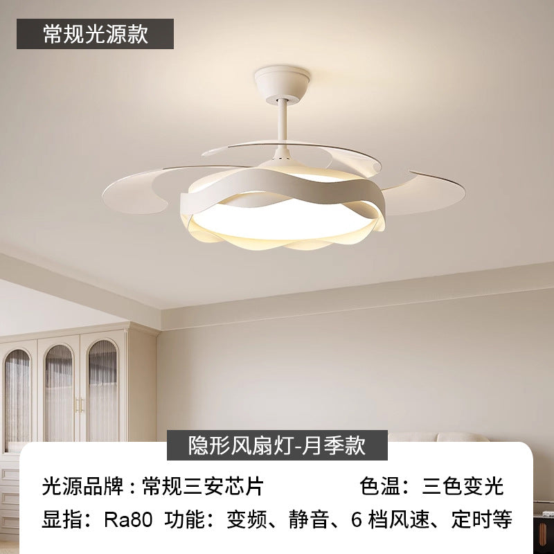 Intelligent Invisible Bedroom Fan Light Restaurant New Fan Chandelier Guangdong Zhongshan Lighting Electric Fan Light Ceiling Fan Lighting