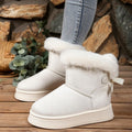 cross-border winter new arrivalfleece-linedthickenedplus size snow boots thick sole fur bow bowsheattech short boots for women