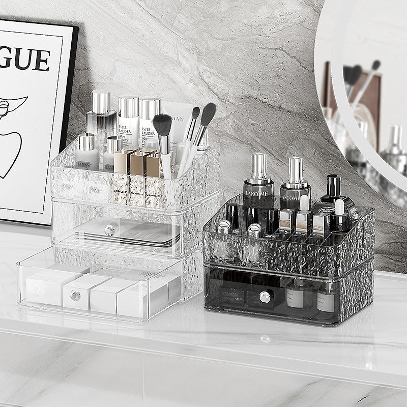 Cosmetic organizer - desktop dustproof premium vanity table makeup & lipstick acrylic drawer storage rack