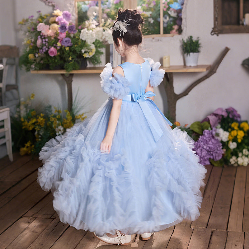 Girls' dresses  new flower girl wedding dress evening gown elegant piano recital banquet party dress cross-border e-commerce
