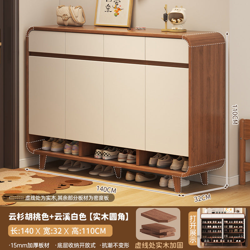Solid wood core shoe cabinet household entrance 2025 new Chinese-style wall storage cabinet large-capacity indoor shoe rack