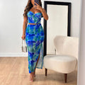 Printed cropped cami top and bodycon maxi skirt two-piece set - european & american style women's summer  new arrival